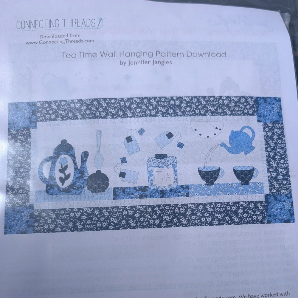 Connecting Threads Royal Delft Fabric Bundle Tea Time Wall Hanging Pattern Blue